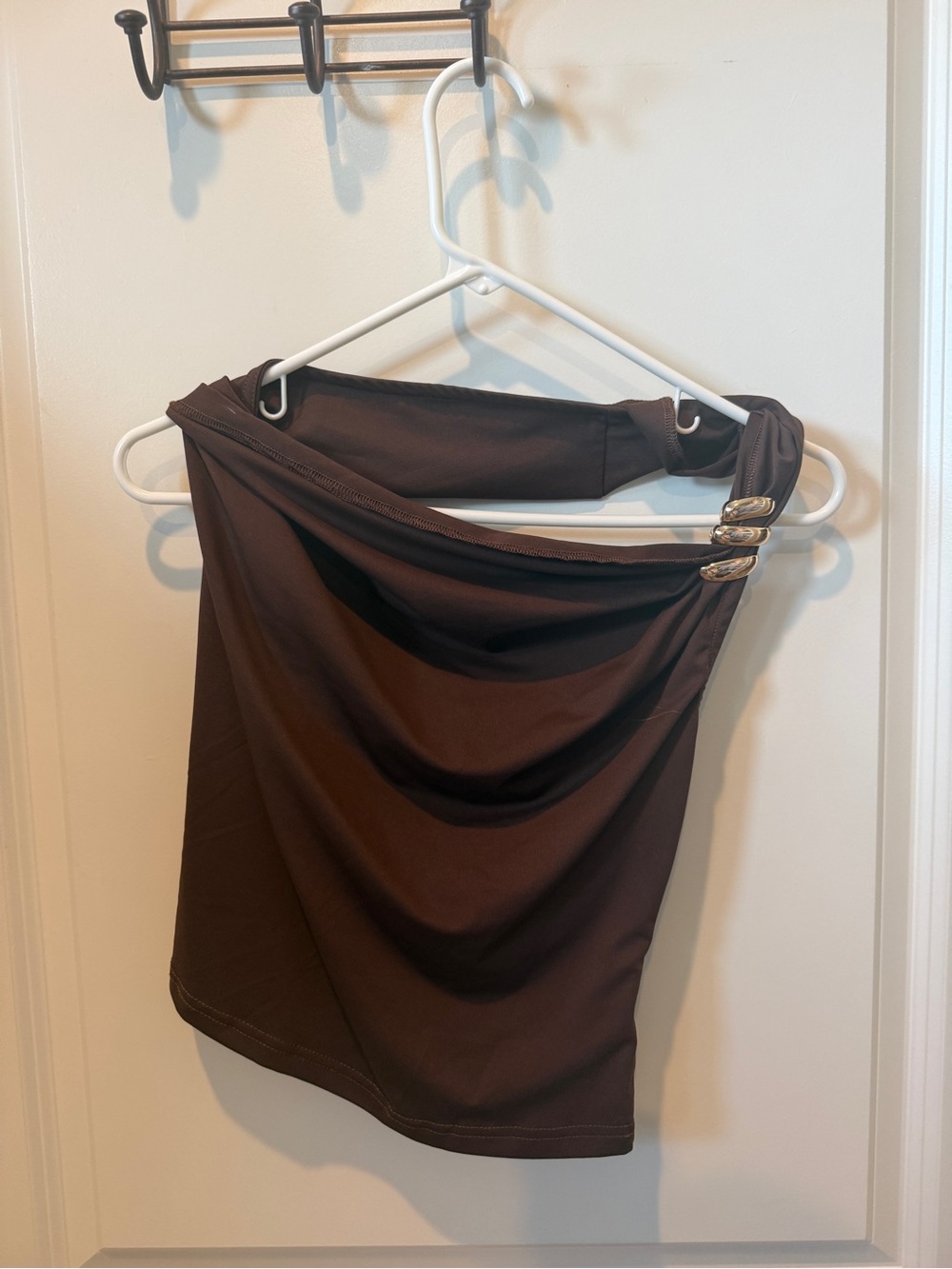 Women’s Brown Asymmetrical Buckle Skirt